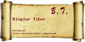 Bingler Tibor névjegykártya